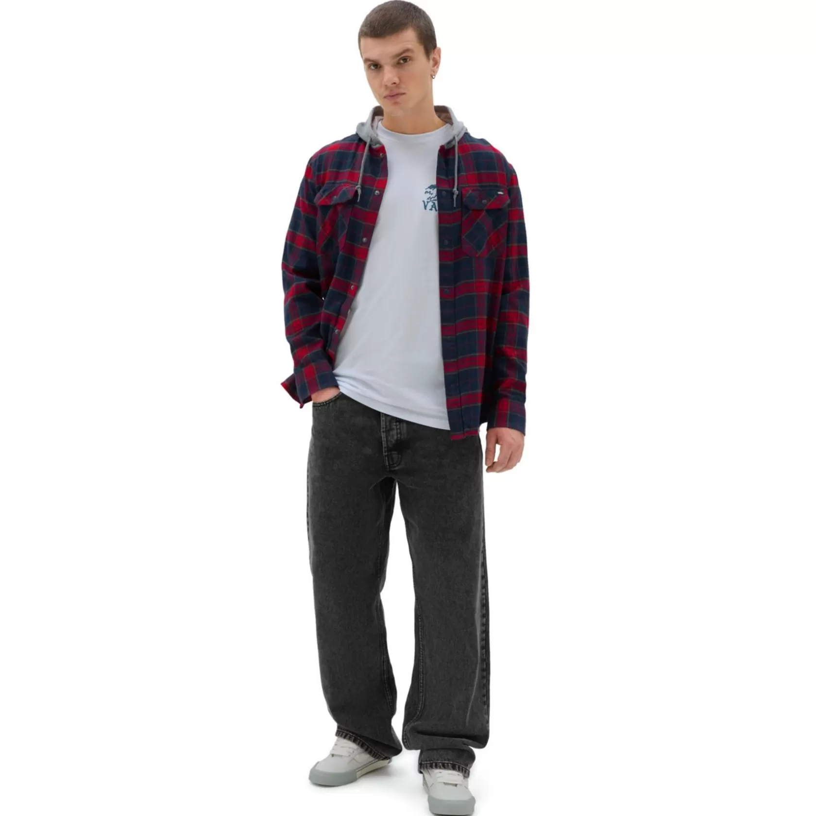 Vans Camisas<Camisa De Manga Larga Con Capucha Parkway Azul, Rojo