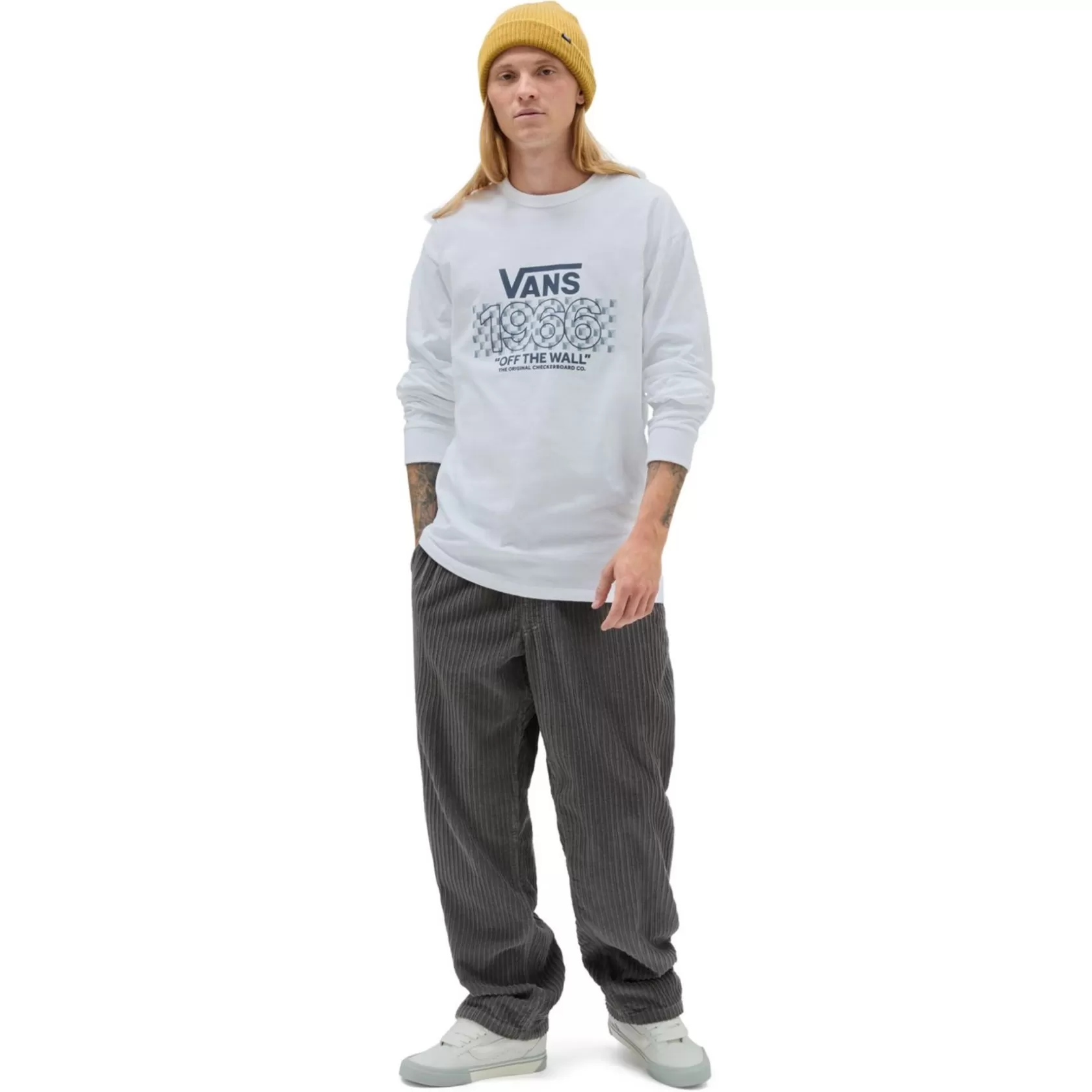 Vans Camisetas<Camiseta De Manga Larga Off The Wall Checker Blanco