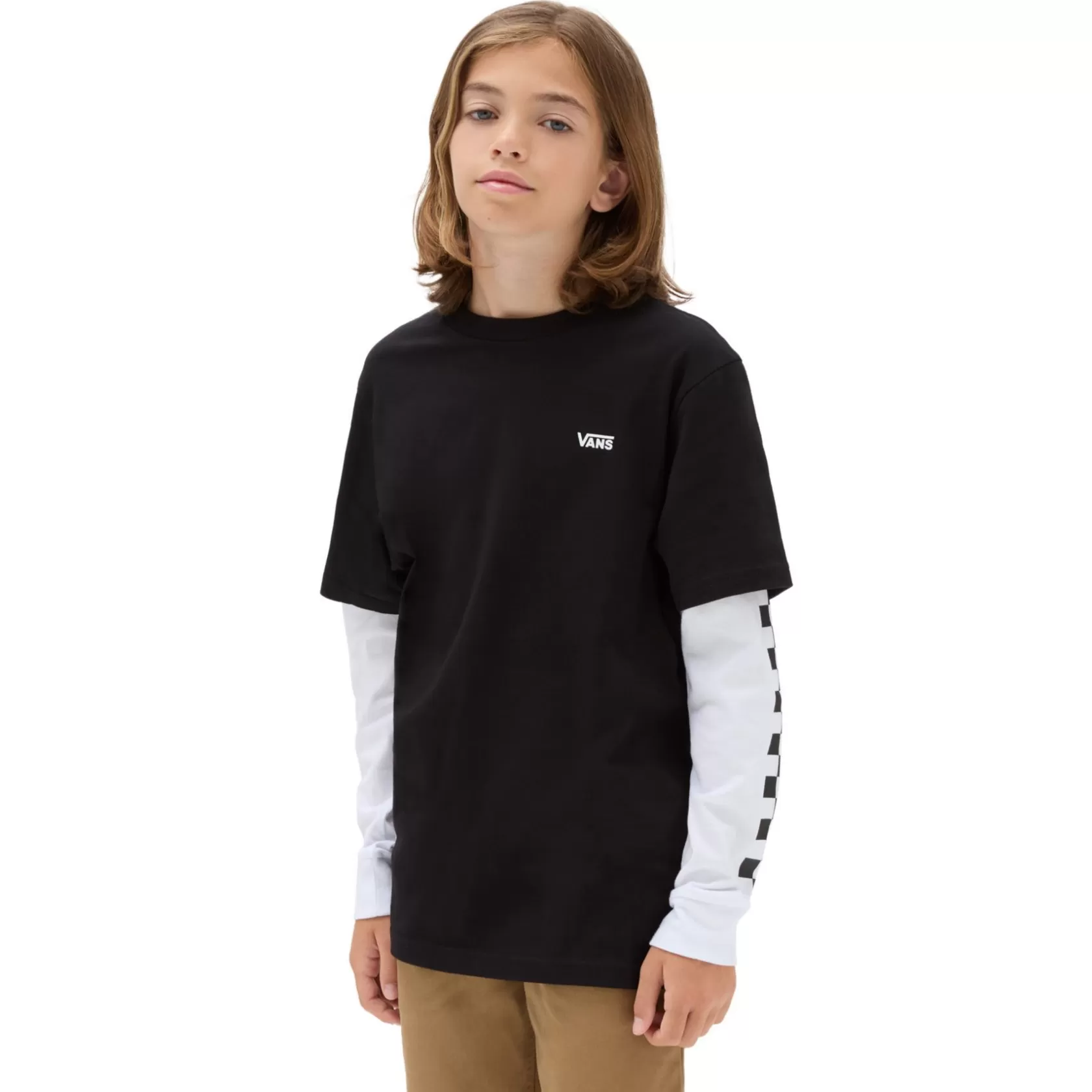 Vans Ropa Para Chicos (8-14 Años)<Camiseta Long Check Twofer De Nino (8-14 Anos) Negro