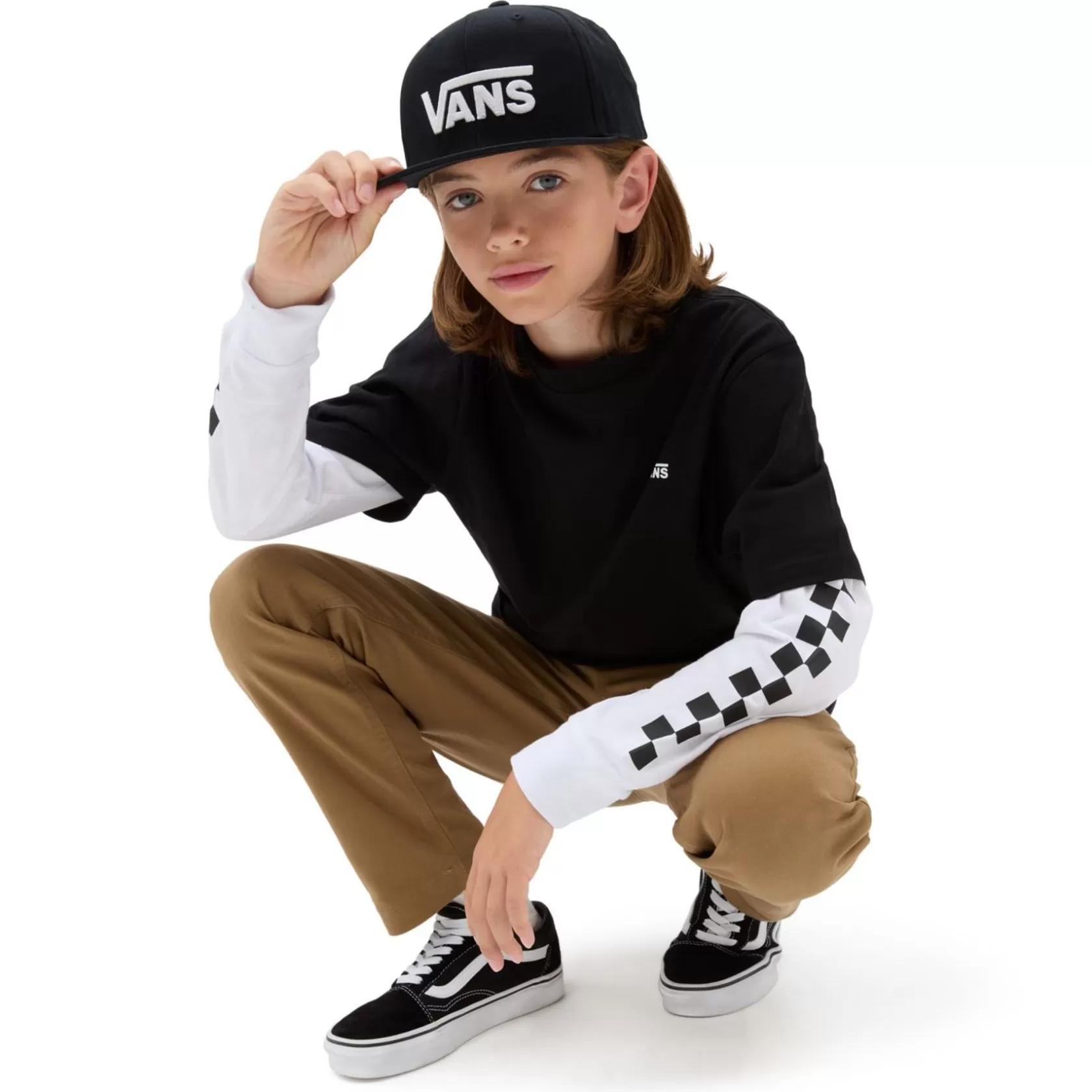 Vans Ropa Para Chicos (8-14 Años)<Camiseta Long Check Twofer De Nino (8-14 Anos) Negro