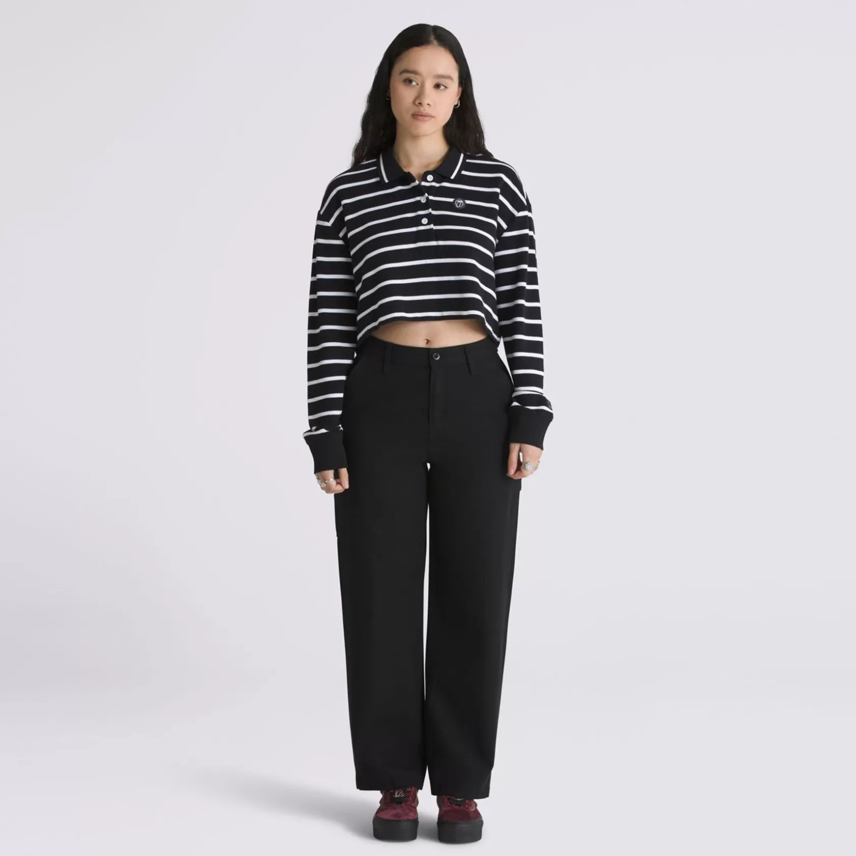 Vans Camisetas<Polo Bad Apple Long Sleeve Crop Rugby Disney X Negro