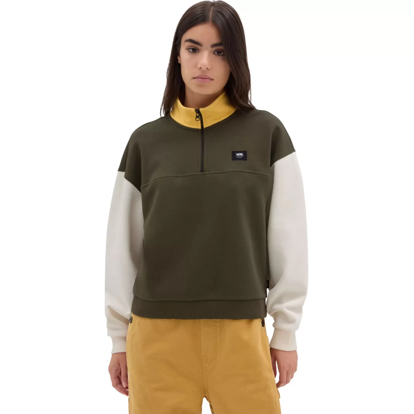 Vans Sudaderas<Sudadera Con Capucha, Cuello Alto Y Media Cremallera Color Bock Verde