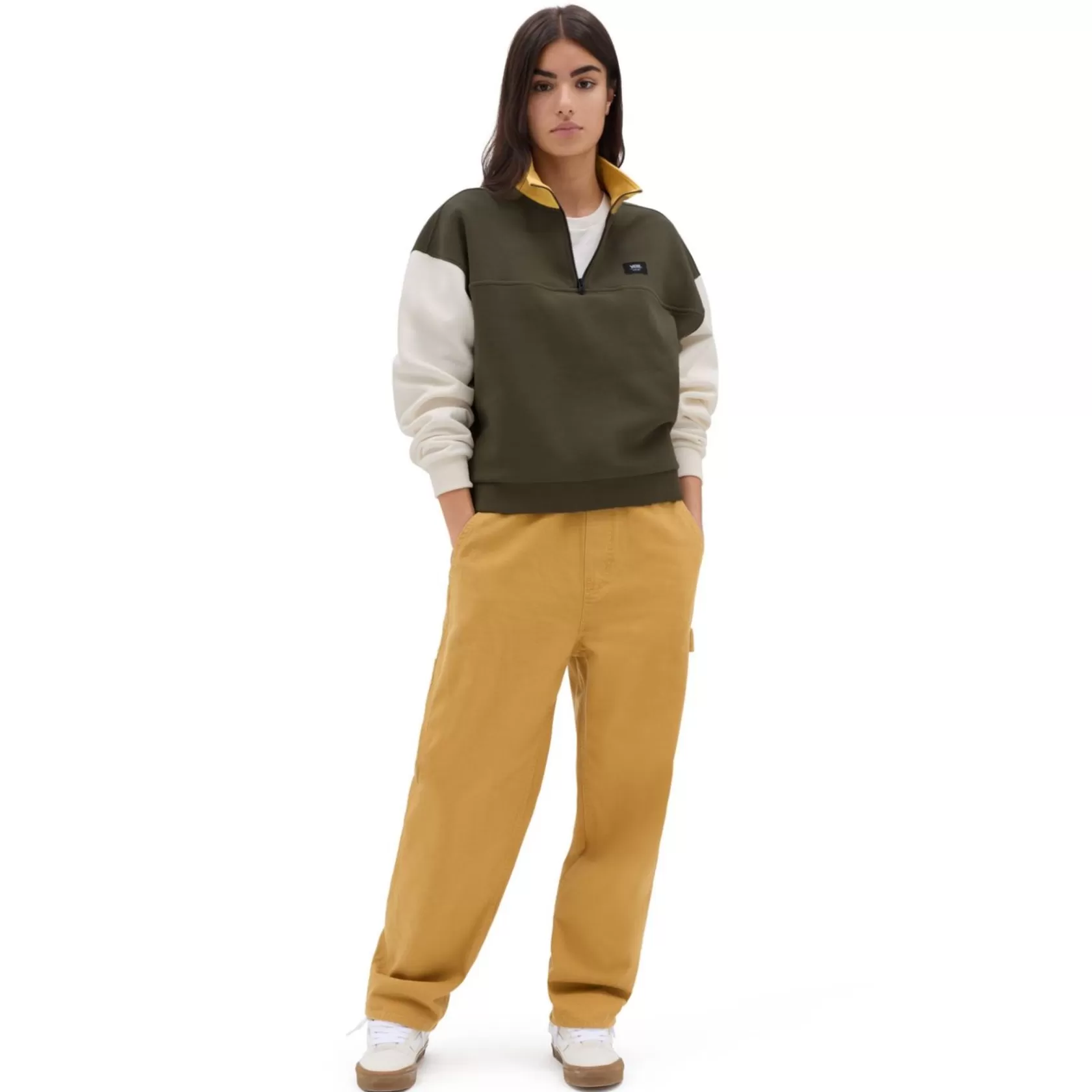Vans Sudaderas<Sudadera Con Capucha, Cuello Alto Y Media Cremallera Color Bock Verde