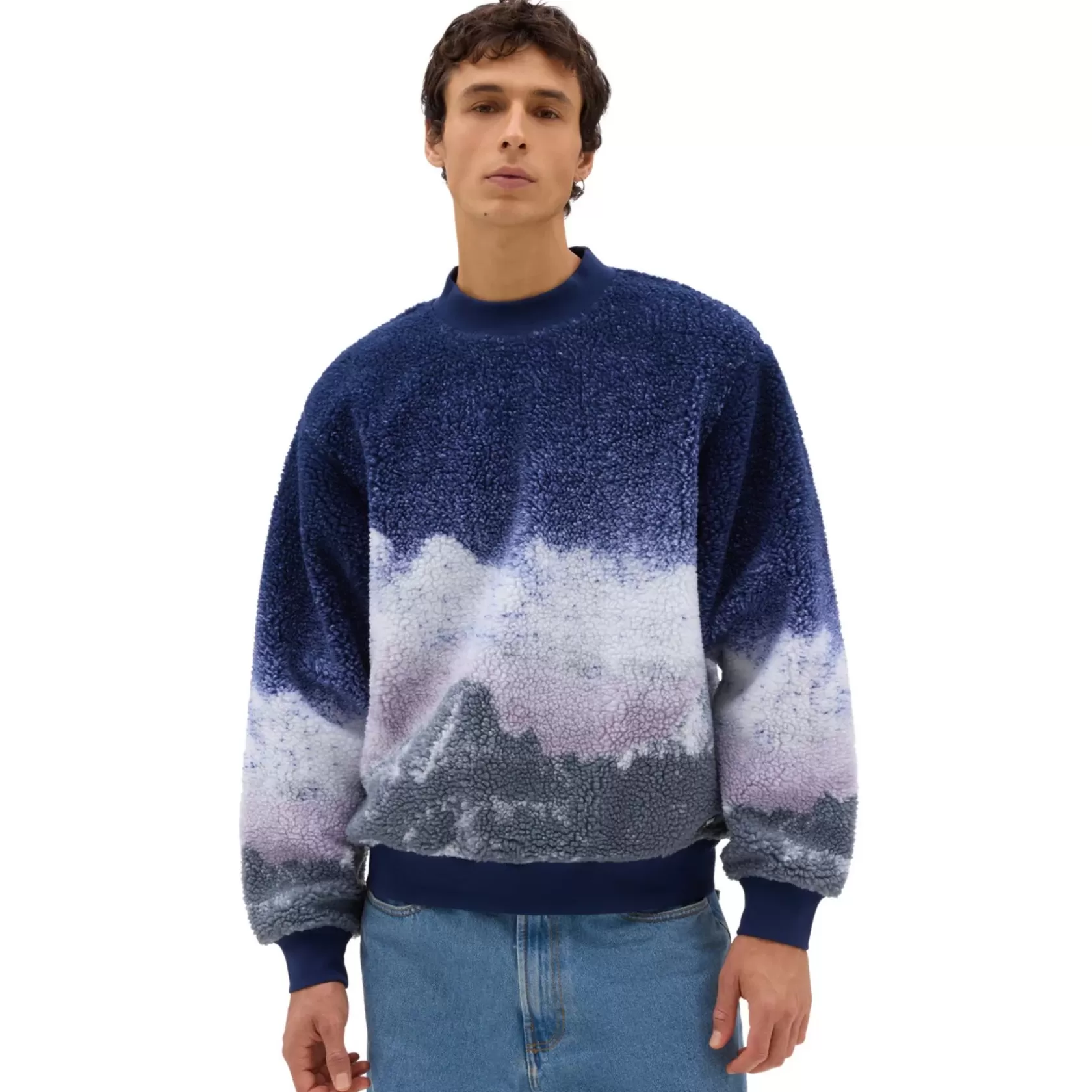 Vans Sudaderas<Sudadera De Borreguito Y Cuello Redondo Overlook Azul