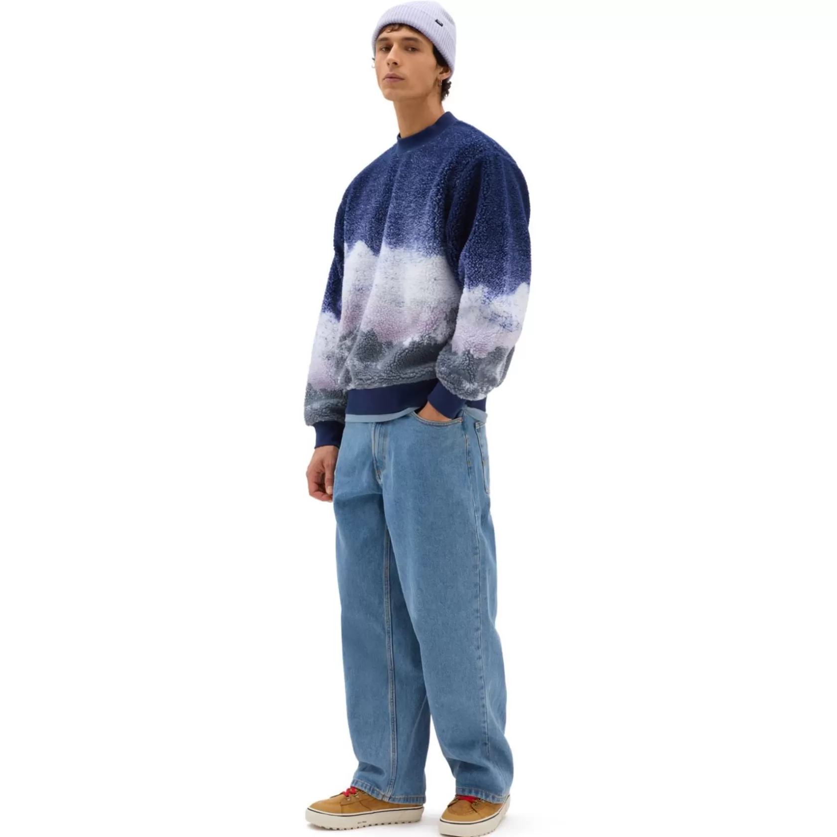 Vans Sudaderas<Sudadera De Borreguito Y Cuello Redondo Overlook Azul
