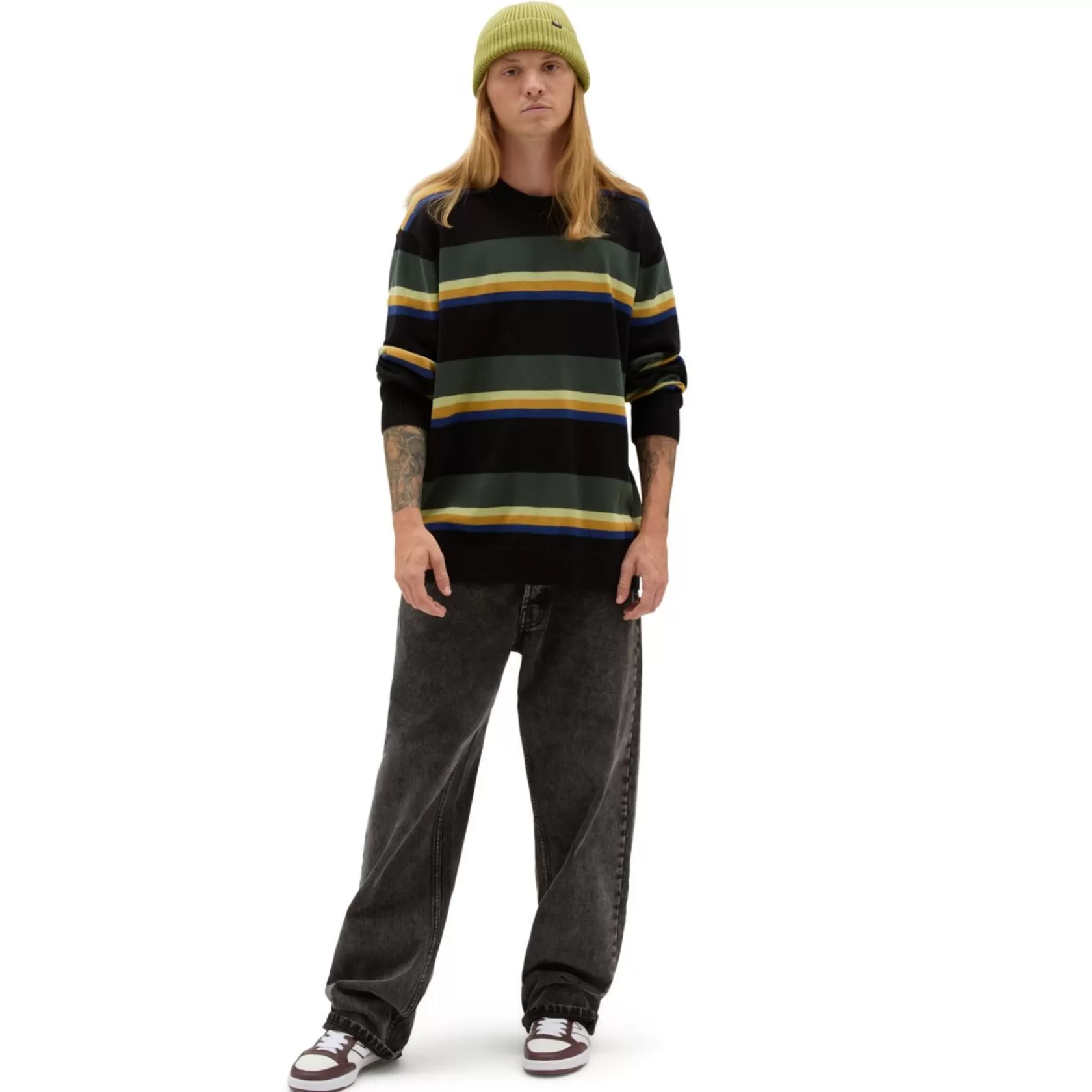 Vans Sudaderas<Sudadera De Cuello Redondo A Rayas Tacuba Negro, Verde