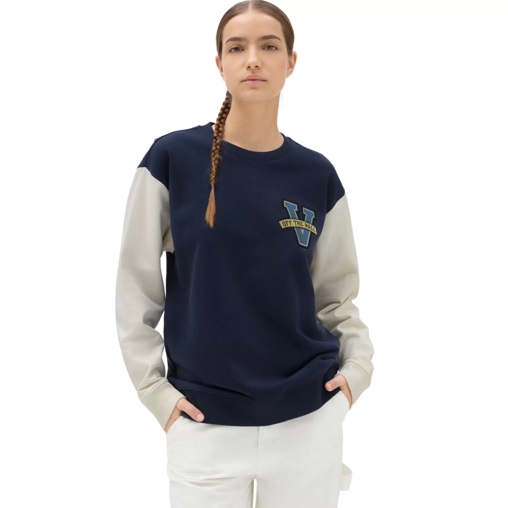 Vans Sudaderas<Sudadera De Cuello Redondo Extragrande Varsity V Azul